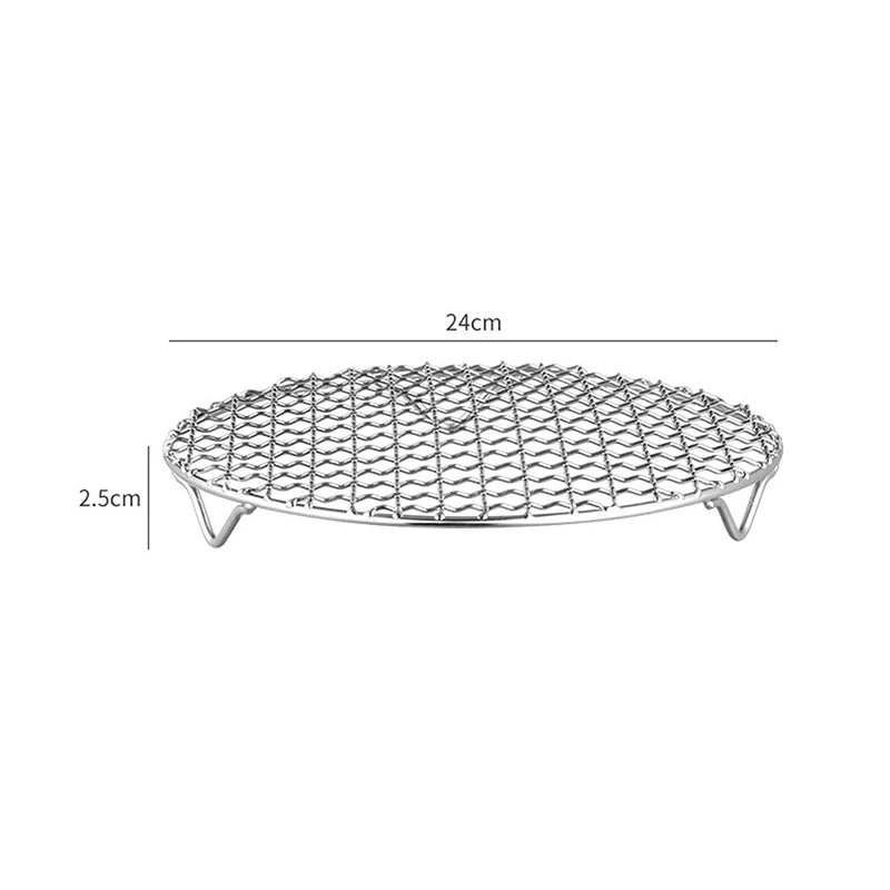 HOT! Round Air Fryer Rack With Legs Stackable Grid Grilling Rack Stainless Steel Anti-corrosion For Home Kitchen Oven Steamer