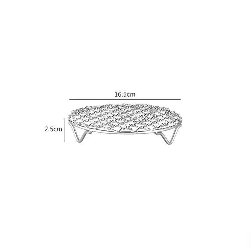 HOT! Round Air Fryer Rack With Legs Stackable Grid Grilling Rack Stainless Steel Anti-corrosion For Home Kitchen Oven Steamer