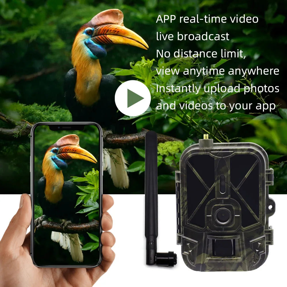 4K Live Stream Trail Camera 4G  30MP APP Clould Service Hunting Cameras 8000Mah Li-Battery Night Vision Photo Traps HC940PROLI