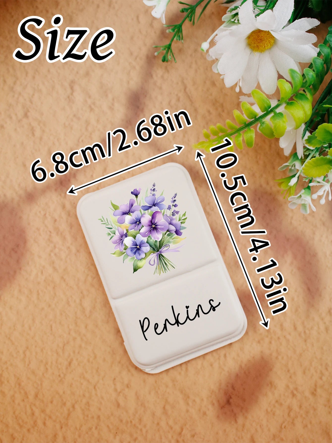 Custom Birth Flower Makeup Pocket Mirror,Personalized Name Stand-Up Folding Mirror,Customizable Travel Makeup Mirror,