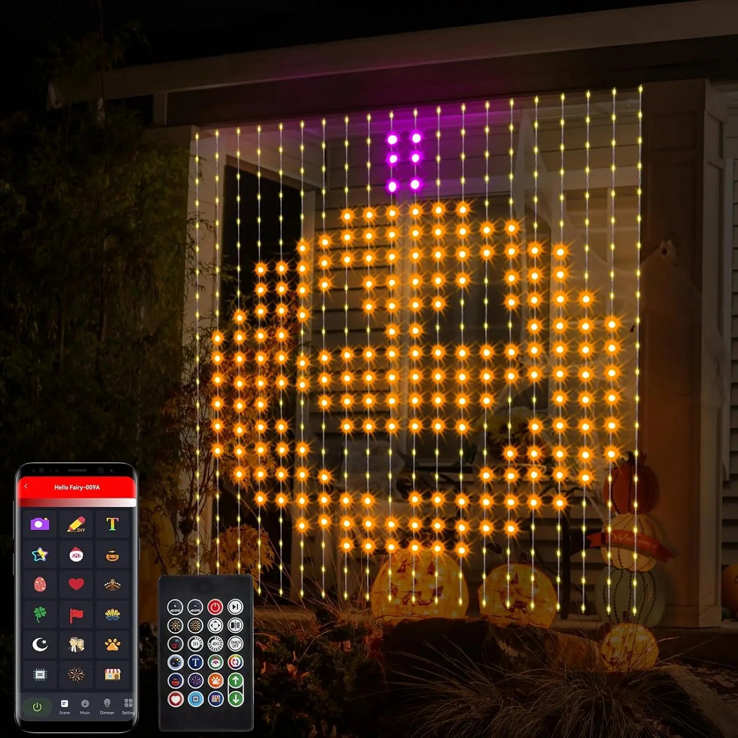 2m*2m/3m Smart Curtain Lights Bluetooth App LED String RGB Fairy Lights DIY Music Change Display for Window Bedroom Decoration