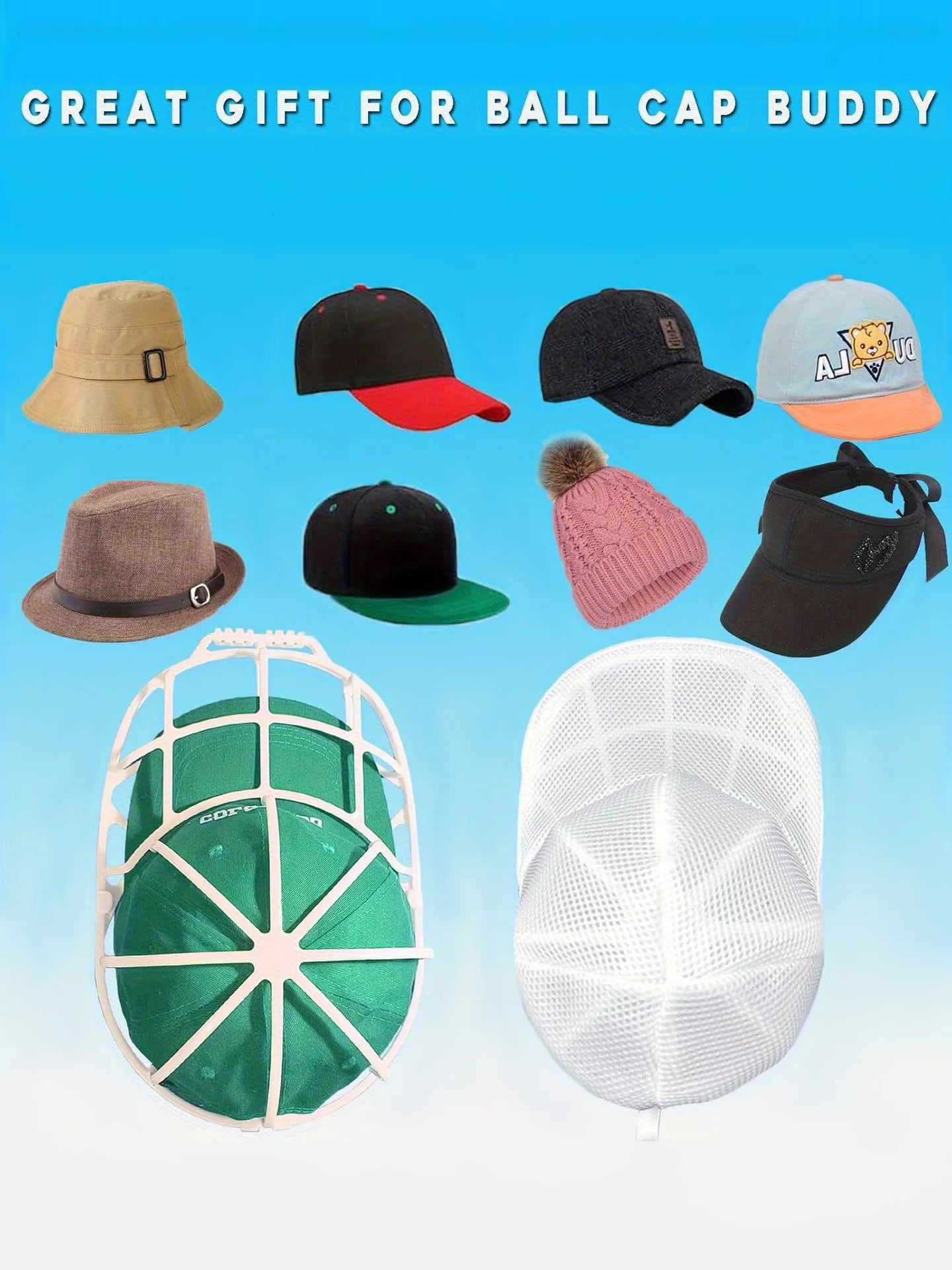 Baseball Cap Washer Bag for Washing Machine | Anti-Deformation Hat Cleaning Cage Frame Holder Home Laundry Guard Support