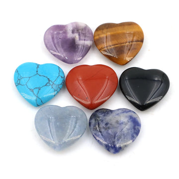 Lots Wholesale Gem Heart Shape LOVE 20MM Natural Crystal Amethyst Agate Bead Healing Reiki Natural Stone Gift Supplies
