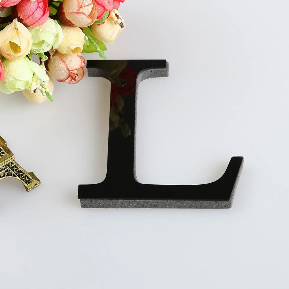 26 Letters Wall Sticker 3D DIY Mirror Acrylic Decals Home Decor Wall Art Mural for party wedding Christmas Retro Wall Art