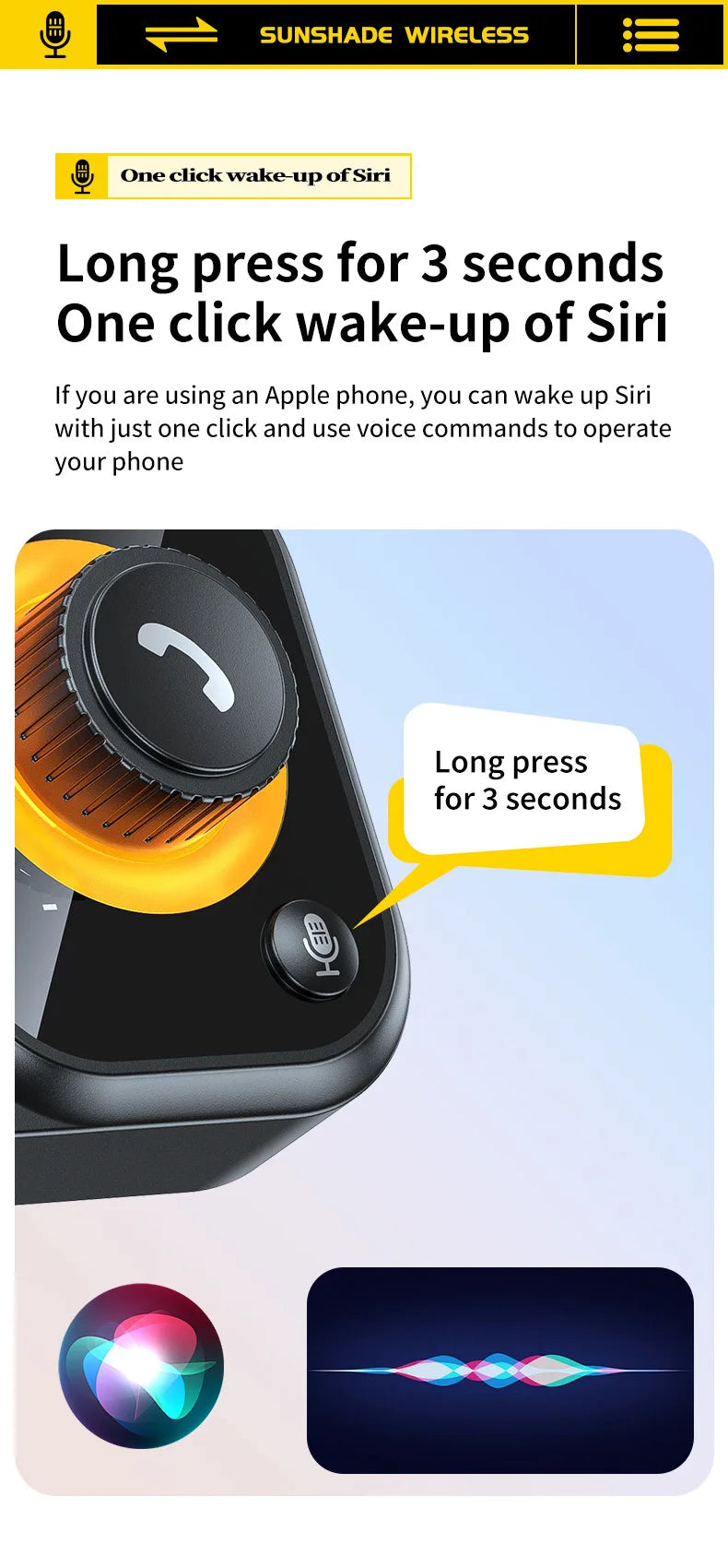 Bluetooth 5.4 Speaker Handsfree Car Kit Sun Visor Clip Wireless Audio Receiver Speakerphone Loud Music Player with Ambient Light