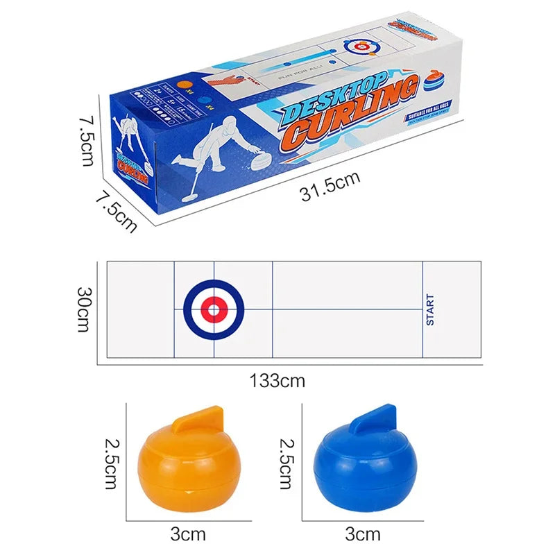 Family Fun Board Games for Kids & Adults: Tabletop Curling Game with 8 Rollers & Shuffleboard Pucks!