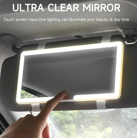 1pc Car LED Makeup Mirror HD Mirror Three Gear Adjustment Sun Visor Plate Interior RearMirror Dimmable Auto Vanity Mirror