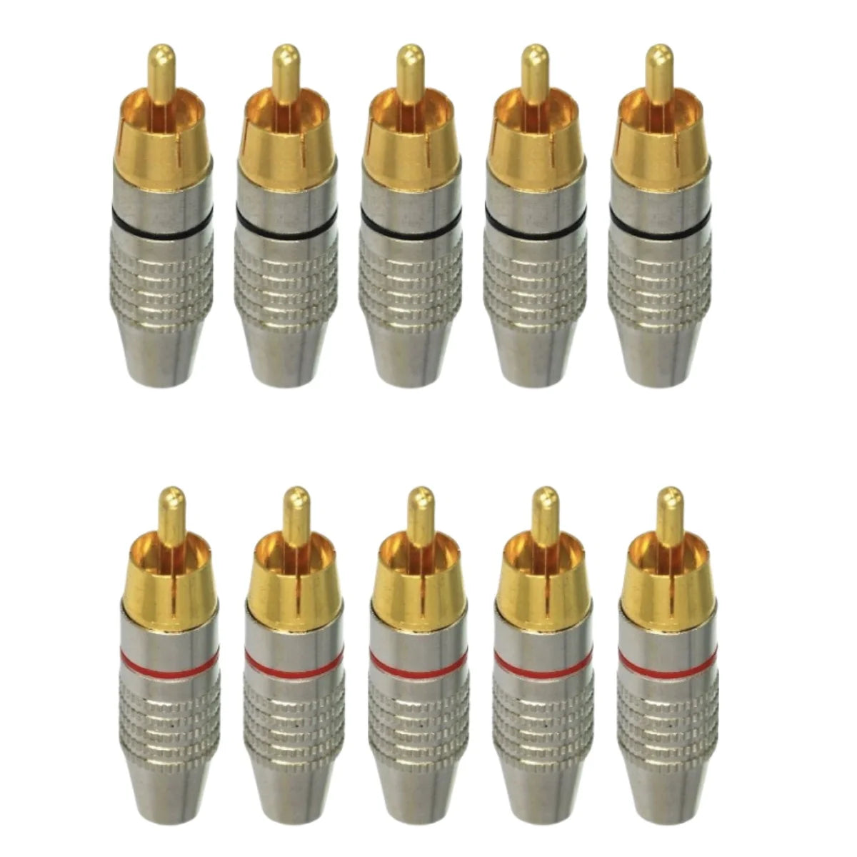 10Pcs RCA Male Plug Solder Gold Audio Video Cable Adapter Connector for Receiver Amplifiers and Sound Systems