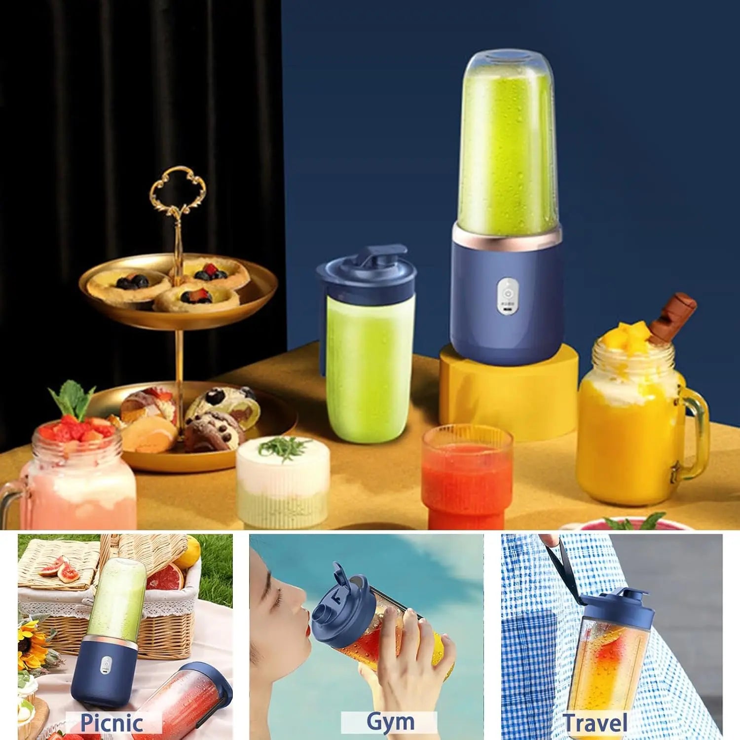 Portable Juicer Blender 400ml Electric Fruit Juicer USB Charging Lemon Orange Fruit Juicing Cup Smoothie Blender Machine