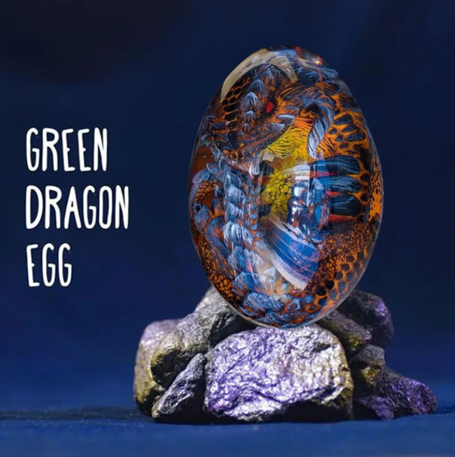 Lava Dragon Egg Statue With Stand Base Dinosaur Egg Resin Figurines Sculpture Tabletop Showpiece Home Art Decoration Craft Gift