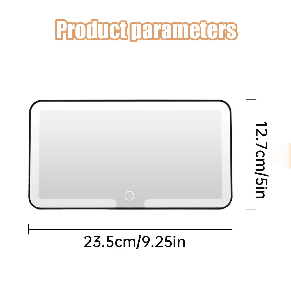 1pc Car LED Makeup Mirror HD Mirror Three Gear Adjustment Sun Visor Plate Interior RearMirror Dimmable Auto Vanity Mirror