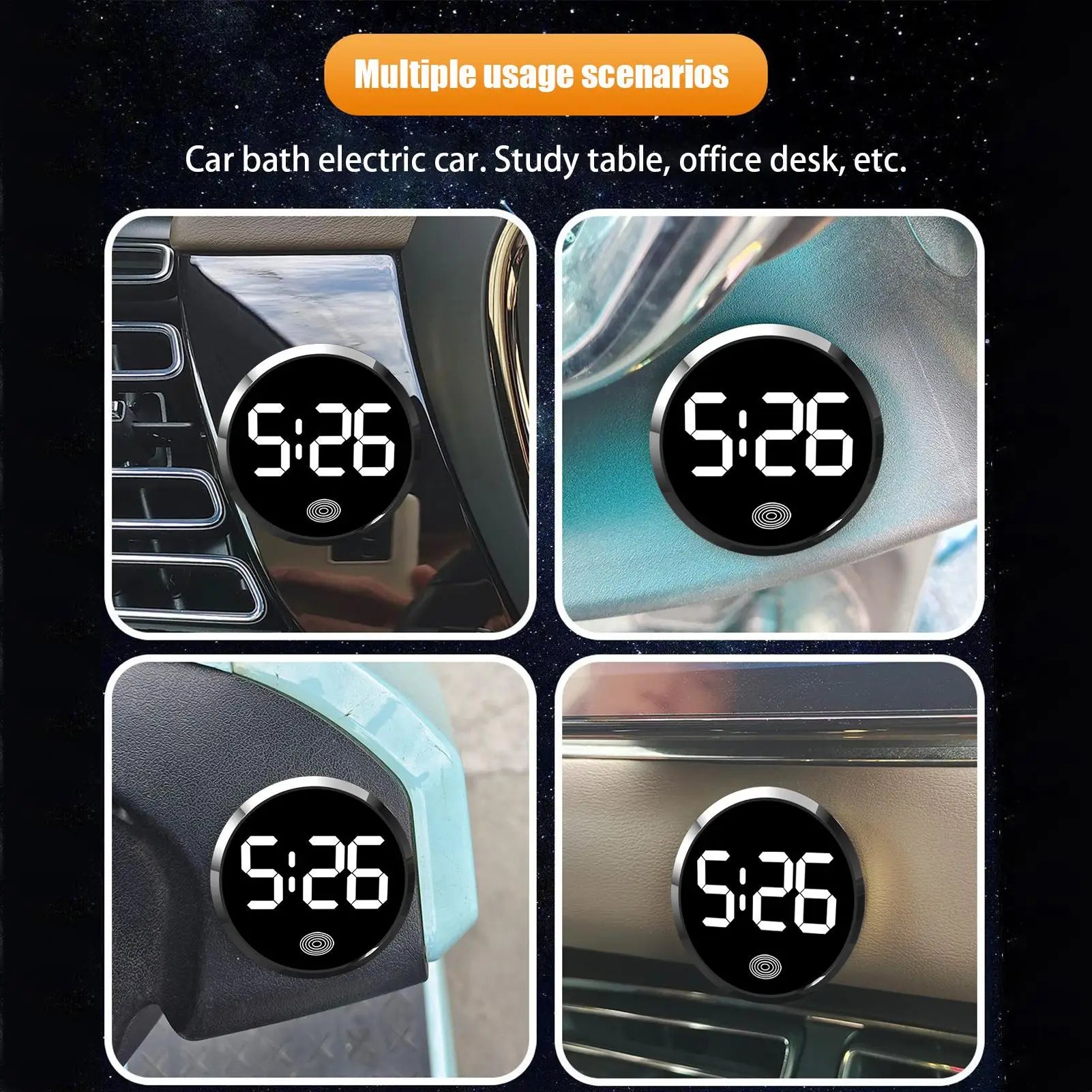 Car Clocks for Dash Touch-Control Digital Small Clock Light Watch with LED Display for Vehicle RV Home Travel Fridge Classroom