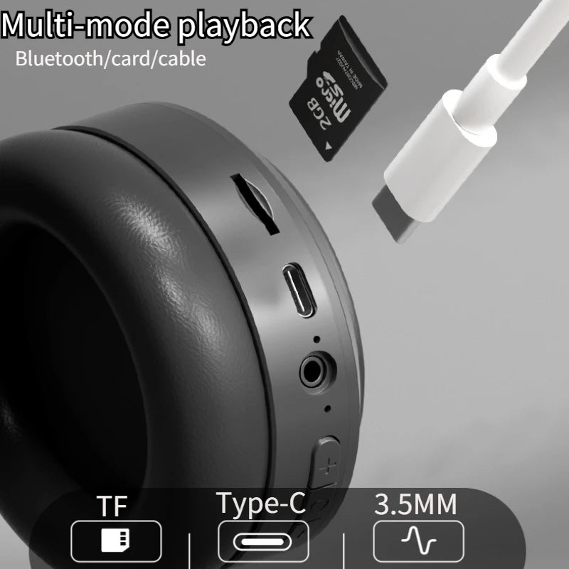 Wireless Headphones Bluetooth 5.1 Over Ear HIFI Stereo Headsets True Active Noise Cancelling Tf Card Support Type-c HD Mic Gifts