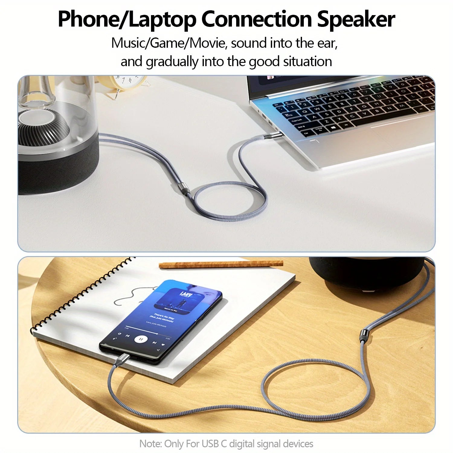SUNKANDI RCA Cable, USB C to 2 RCA Audio cable for mobile phones, tablets, home theater, speakers