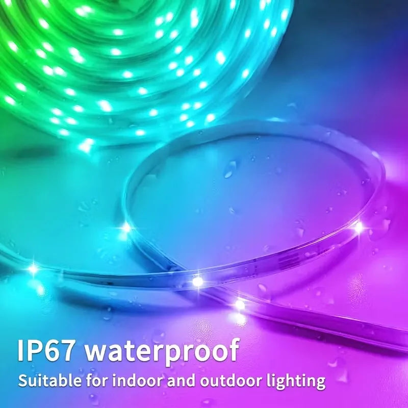 Outdoor LED Strip Lights Waterproof IP68 USB RGB LED Strip with Bluetooth App RF Remote Control Music Sync for Indoor Outdoor