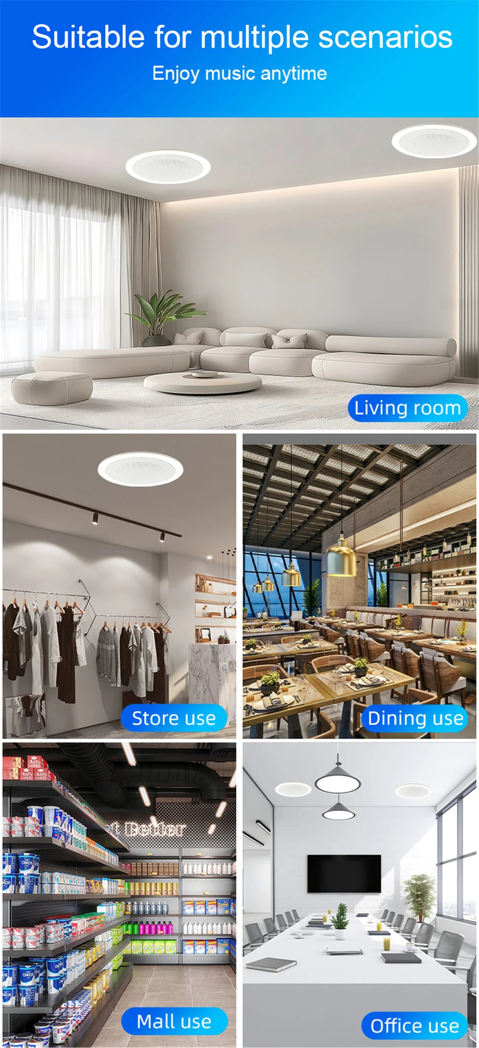 MINI Bluetooths Ceiling Speakers Stereo sound Indoor home audio Background music system For Bathroom Kitchen Living room bedroom