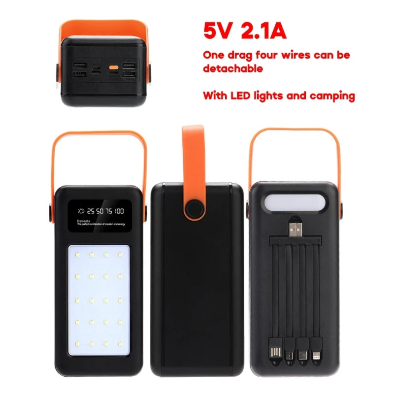 DIY Power Bank Case 18650x21 PD QC4.0 3.0 22.5W Fast Charge Battery Storage Box with Micro Type-c Charging Cable Camping Light