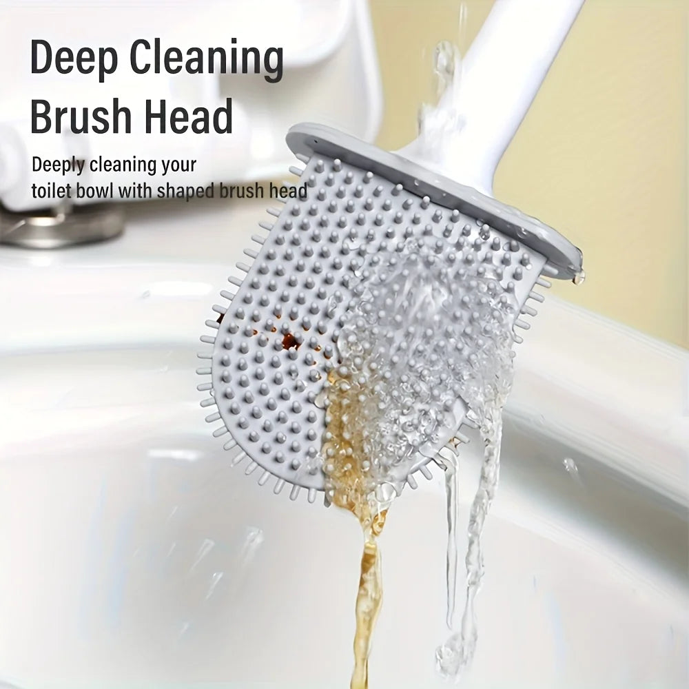 1pc Household Toilet Brush, Wall-Mounted Bathroom Cleaning Brush, No Electricity Required, Bathroom Accessories Cleaning Tool
