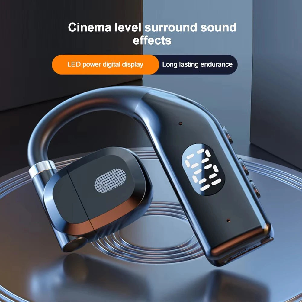 LED Single Earphones Long Standby Business Headphones Waterproof Mono Headset Outdoor Call Bluetooth5.3 Wireless Earbuds