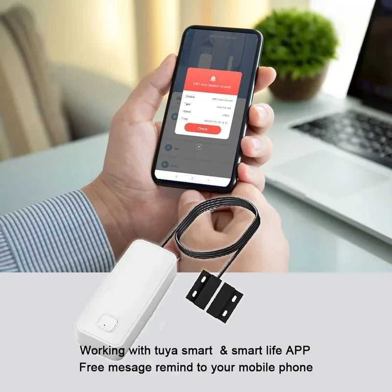 Tuya WIFI Smart Door Window Magnetic Sensor Security Alarm Open Closed Detector Home Anti-theft Door Iron Rolling Door Sensor