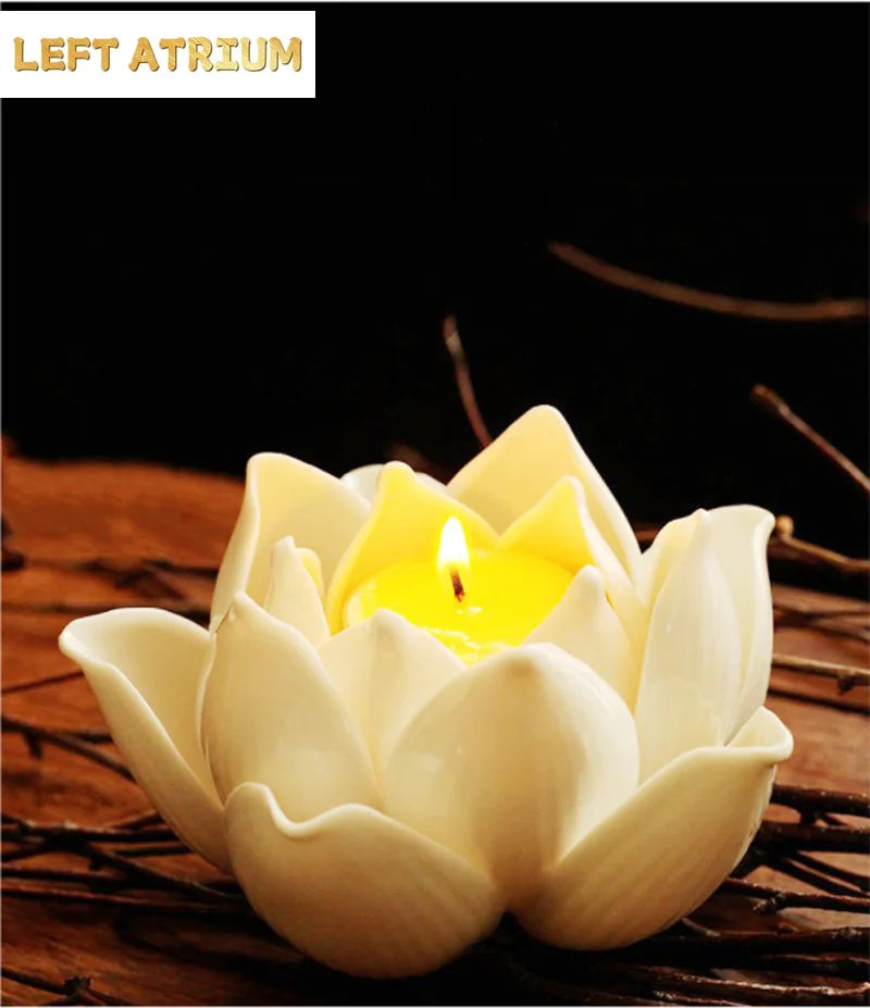 Ceramic Lotus Flower Petals Tealight Candlestick, Candle Holder, Home Decor, Wedding Party Gifts
