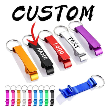 10-100PCS Custom Keychain Personalized Bottle Opener Customized Key Ring Mini Beer Can Kitchen Bar Tools Accessories Gift