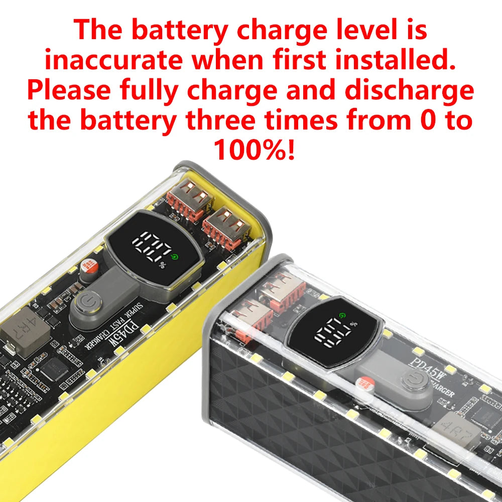 8*18650 Power Bank Battery Case 22.5W PD 45W Fast Charging Battery Storage Box Welding Free USB+Type-C Port