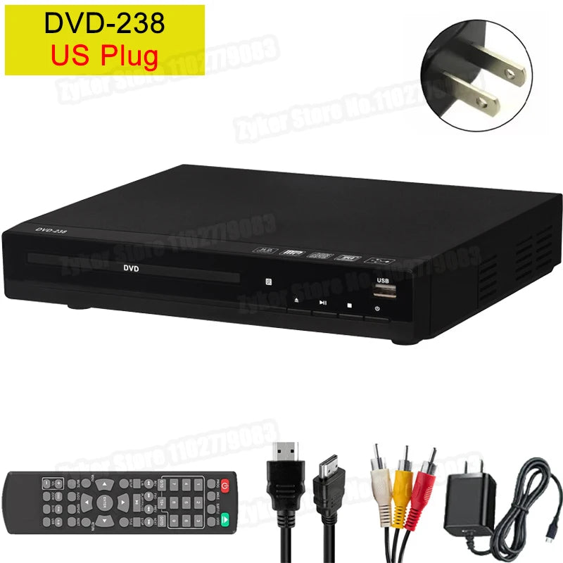 DVD Player DVD 238 1080P HD DVD Player Home Multimedia DVD Player Box For TV DVD CD Players Home Theater Systems HDMI-Compatible