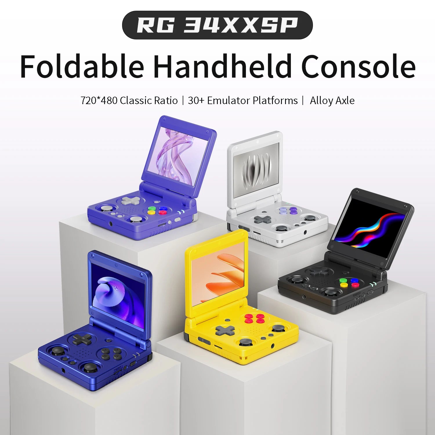 ANBERNIC RG34XXSP Flip Handheld Console 3.4'' IPS Screen Linux 64-bit 64G 5000+ Games Supports 5G WIFI HD-MI TV Output Streaming