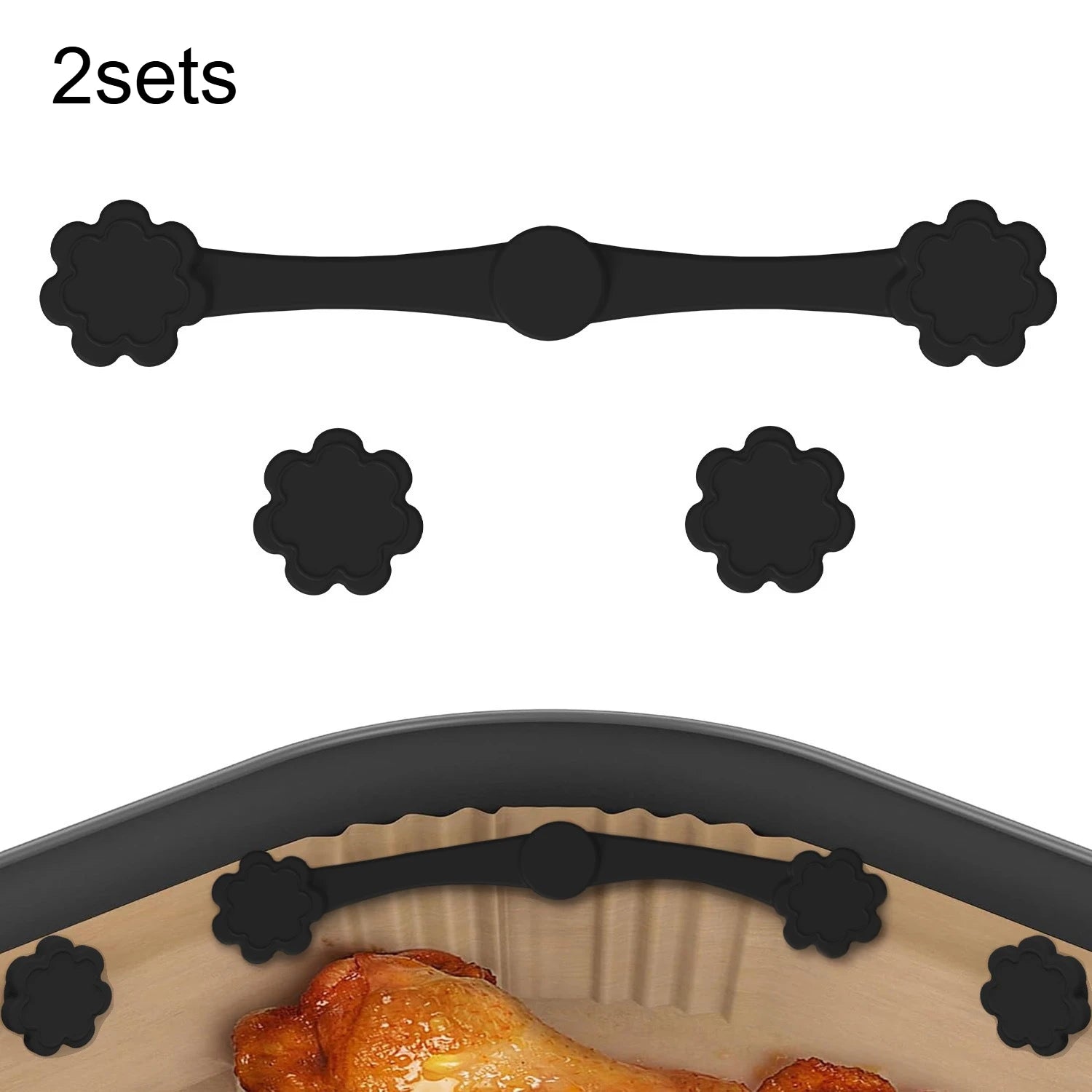 2sets Silicone Magnets for Air Fryers - Small Flower Design,Suitable for All Air Fryers with Red Handles,Space-Saving Safety Fix