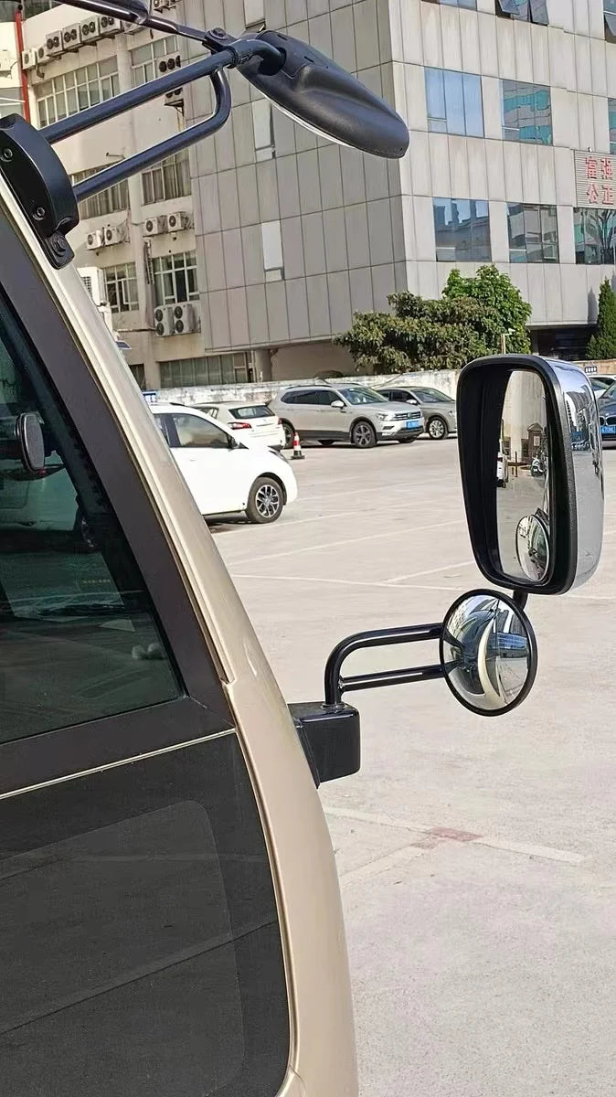 Truck tricycle reversing mirror Convex mirror with rod small round mirror auxiliary mirror Lower view mirror with round mirror g