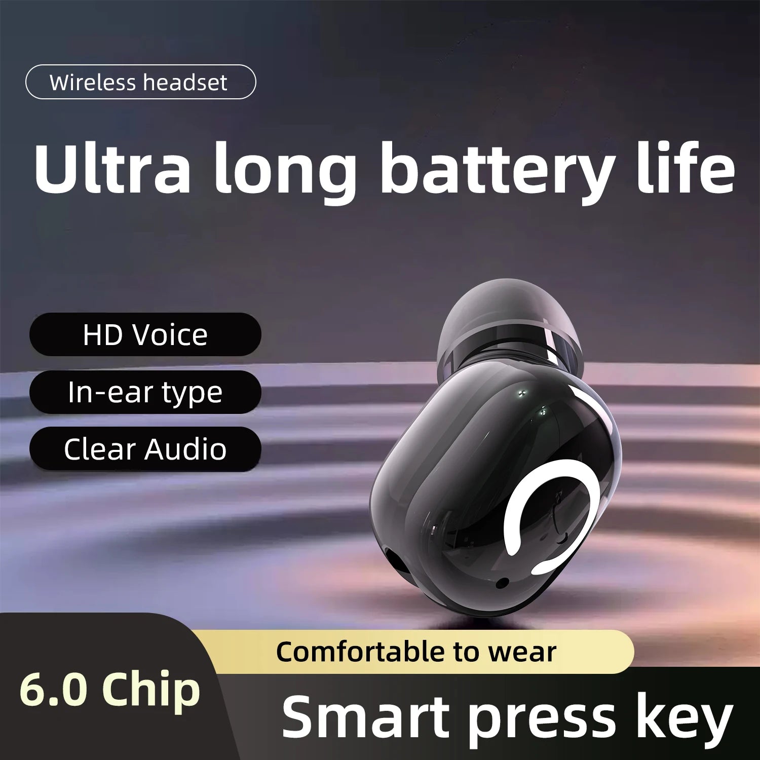 Wireless Headphones Bluetooth Earphones With Mic Headset Single Ear Waterproof Earbuds for Left and Right Ear Wear Ear-Mounted