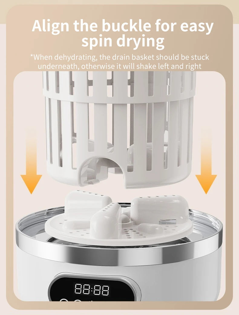 Mini turbo washing machine 3L fully automatic small USB charging portable sock and underwear specific washing machine.
