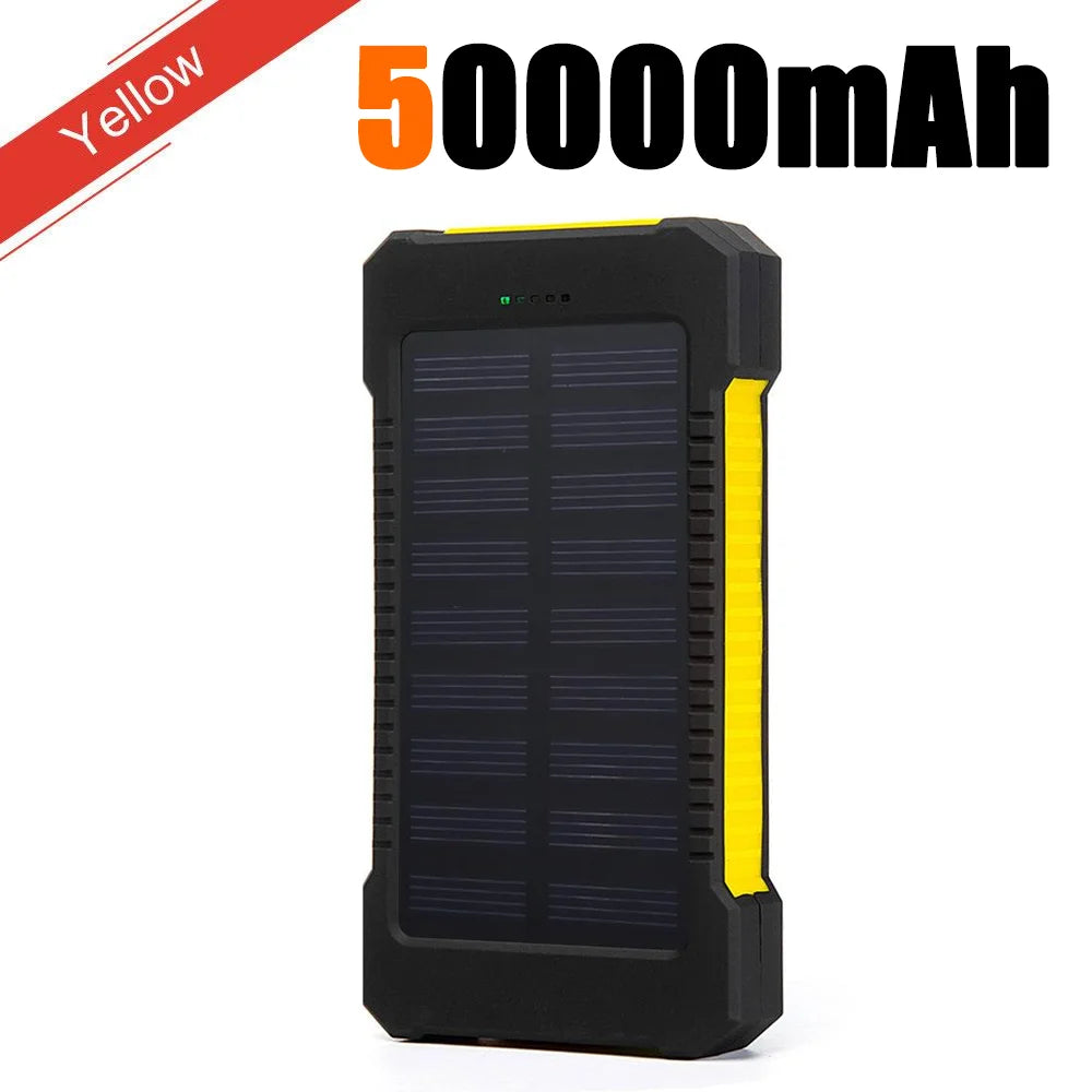 For Phone Camping Powerbanks Dual USB Travel Power Bank 500000mAh Waterproof Outdoor Solar Portable Solar Phone Charger Solar
