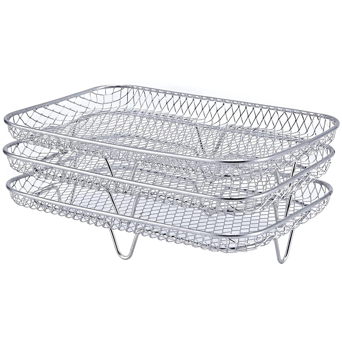 3-layers Air Fryer Rack Stackable Grilling Rack Stainless Steel Airfryer Oven Grill Steamer Cooker Kitchen Gadgets Cooking Tools