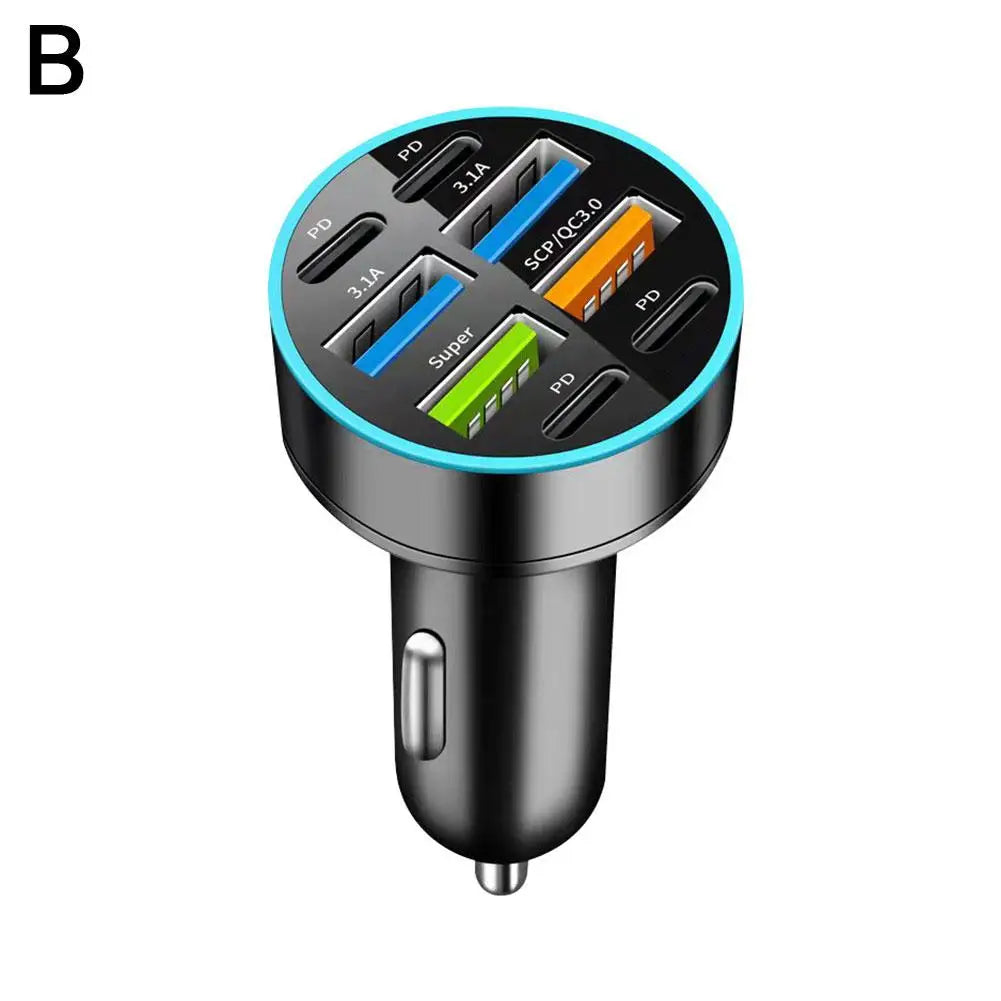 New Digital Display Car With 4usb Car Charger 66w Fast Charging Car Mobile Phone Adapter PD Mobile Phone Charging Head