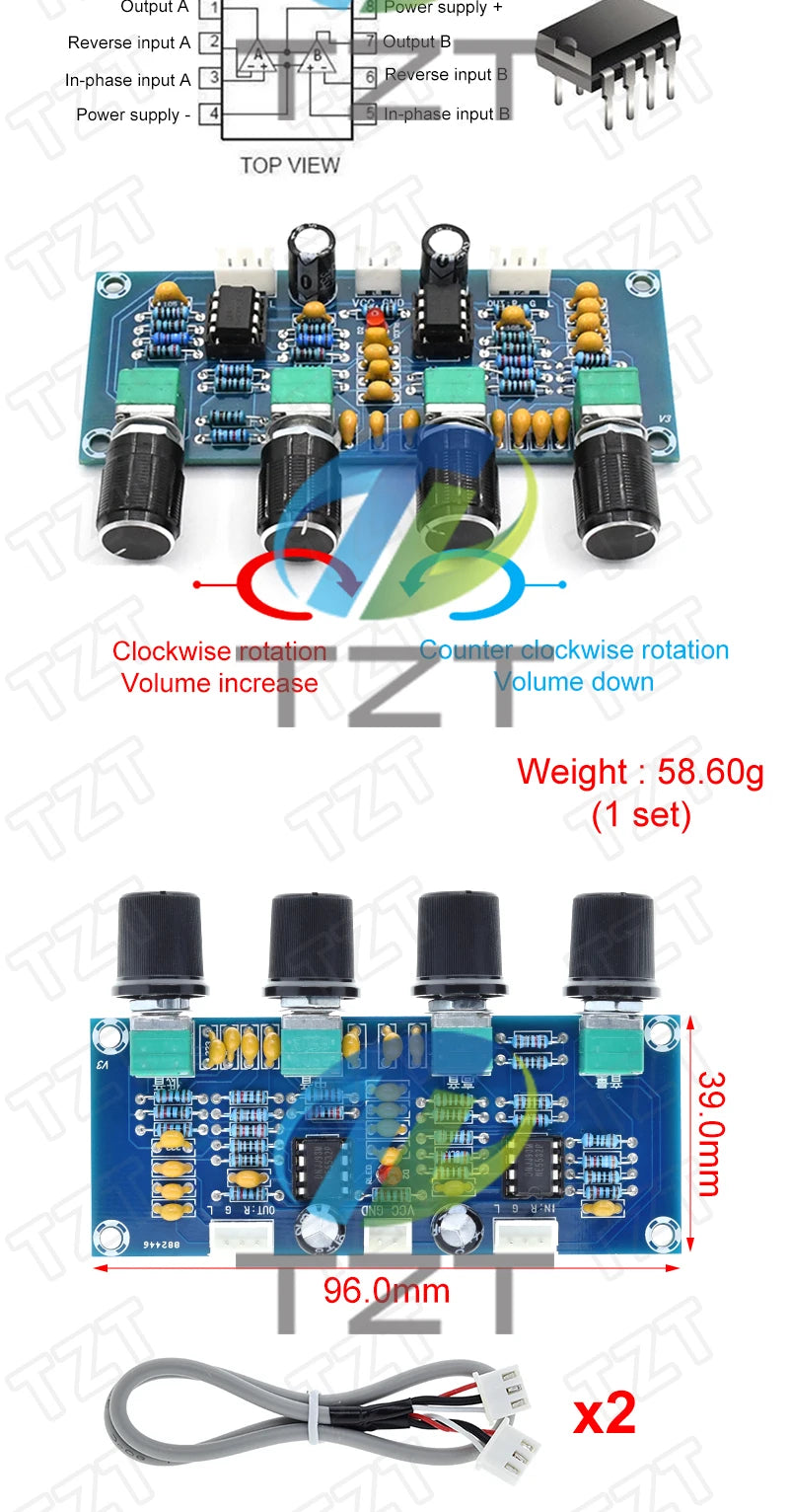 XH-A901 NE5532 Tone Board Preamp Pre-amp With Treble Bass Volume Adjustment Tone Controller For TZT Amplifiers Board