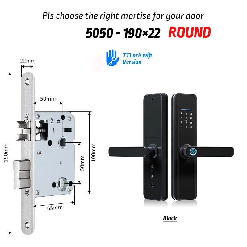 YRHAND New Ttlock Wifi Electronic Smart Door Lock With Biometric Fingerprint Work with Google home Aleax  For home or Hotel