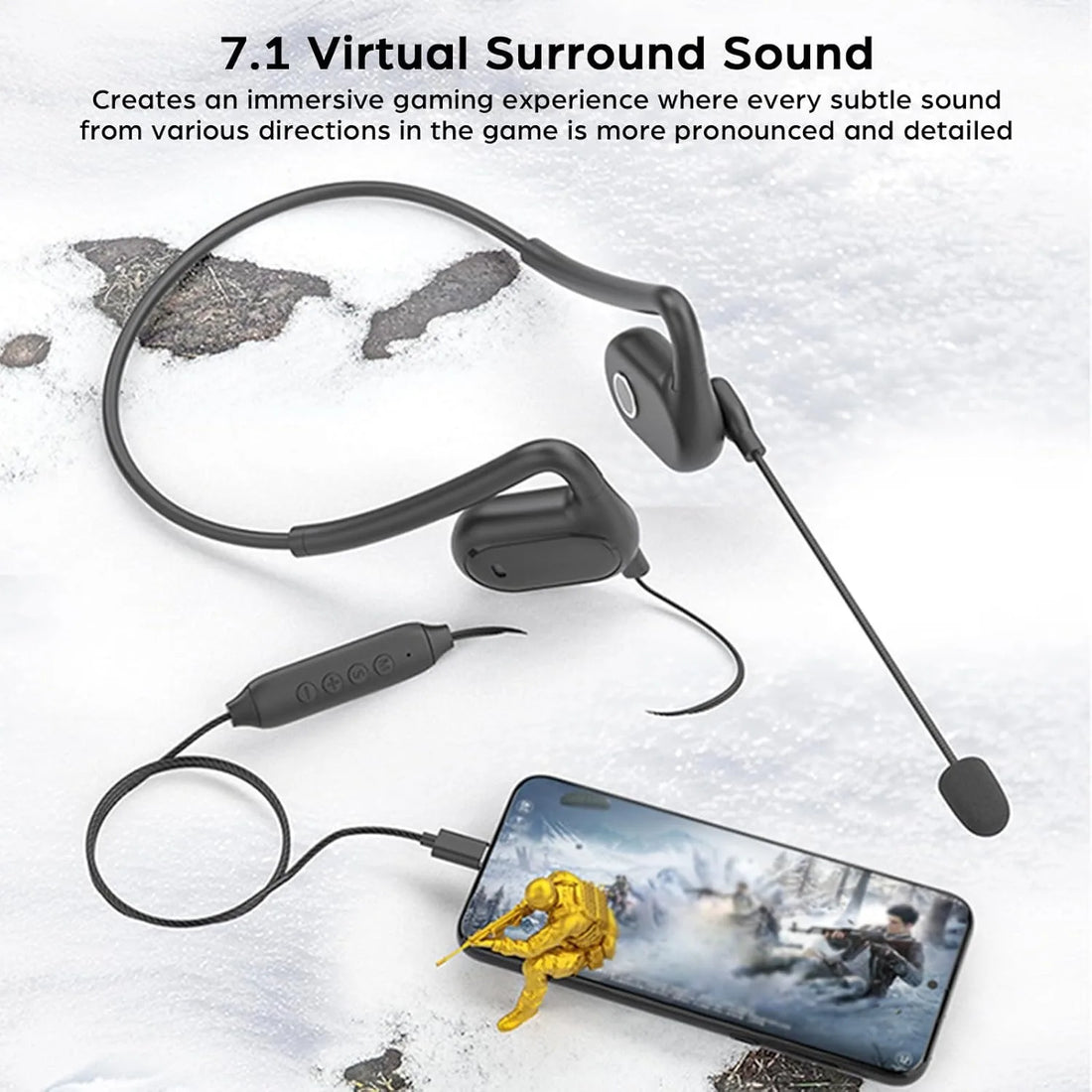 Open Ear Headphones Type-C Air Conduction Hifi Sound Gaming Headset with DSP Noise Reduction Earphones Microphone for Phone PC