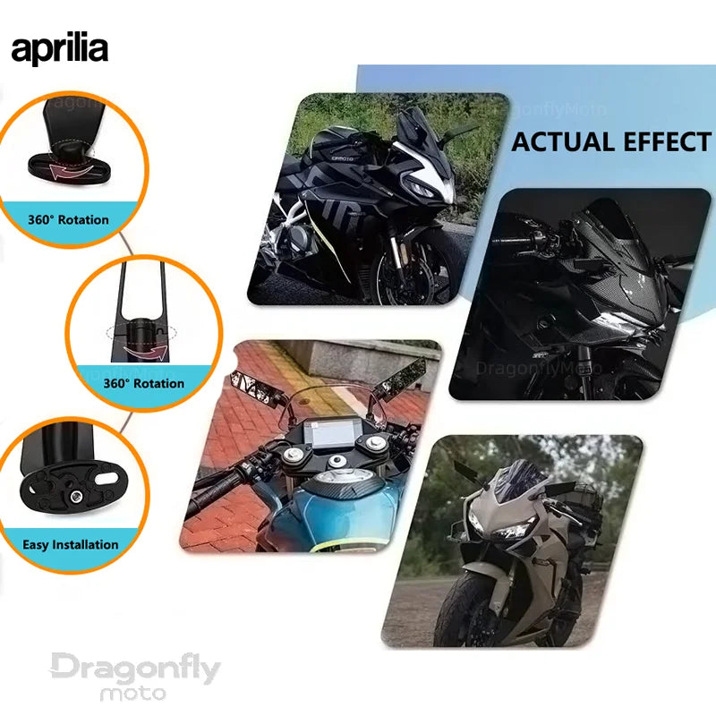 Motorcycle Wing Mirrors For Aprilia GPR250R APR250 rs660 RS125 RS250 Adjustable Rotating Rearview Side Mirror WITH LOGO