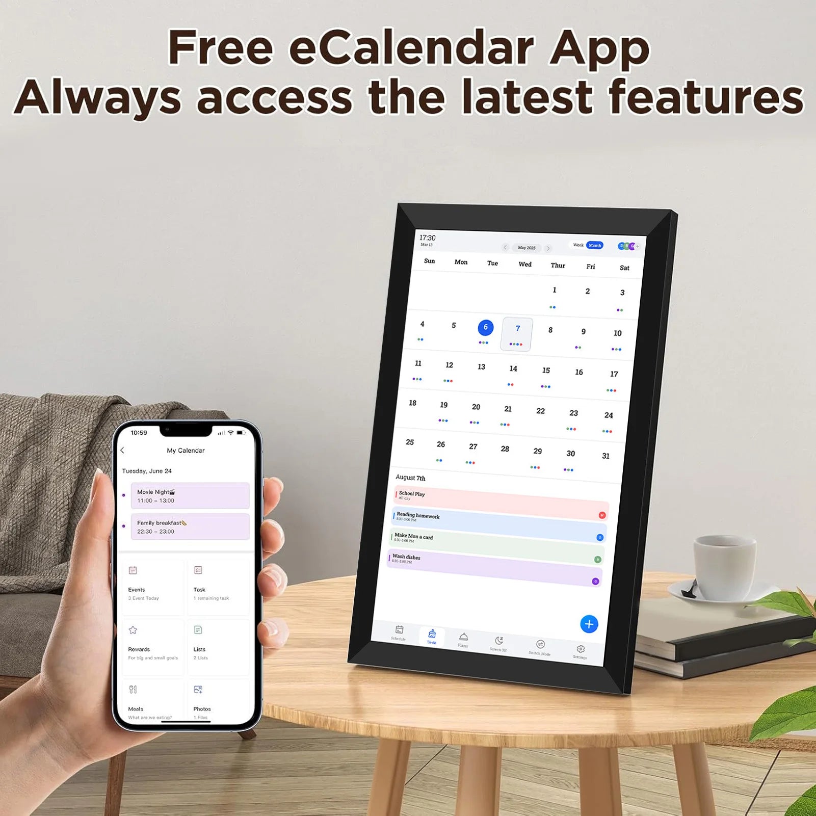 10.1in Smart Digital Calendar and Planner HD Touchscreen Smart Calendar with Chore Chart for Family Office