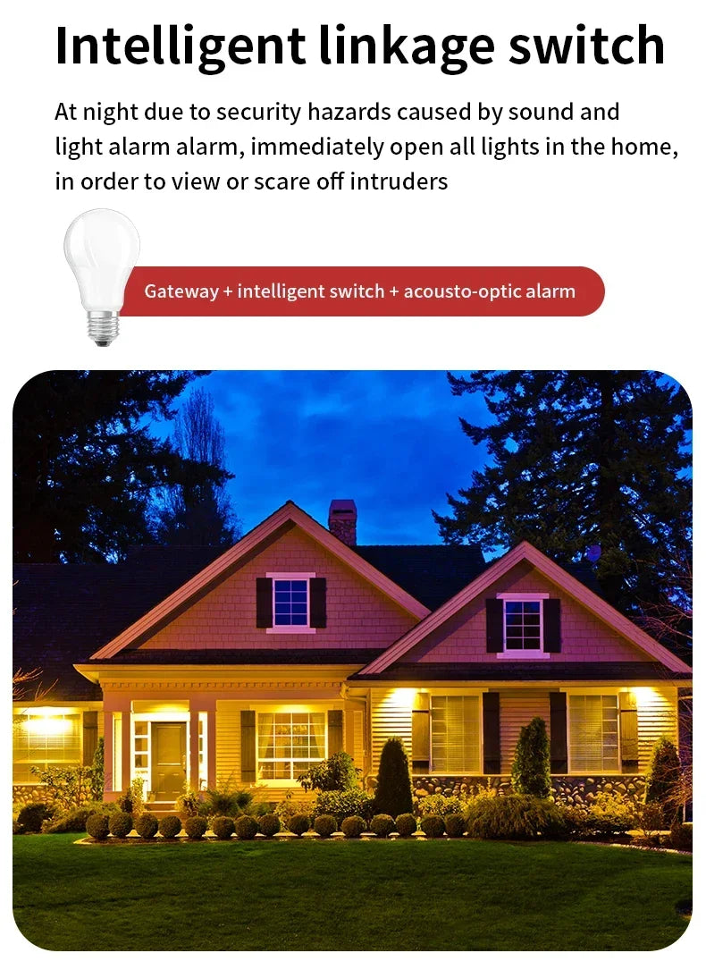 Tuya WiFi Zigbee Smart Siren Alarm 100db Speaker Sound & Light Alert Detector App Control Works With Alexa For Home Security