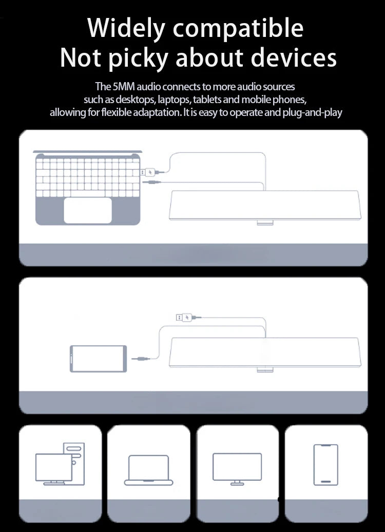 Surround Speaker Home Theater Sound System Computer Soundbar For TV Subwoofer Wired Stereo Strong Bass