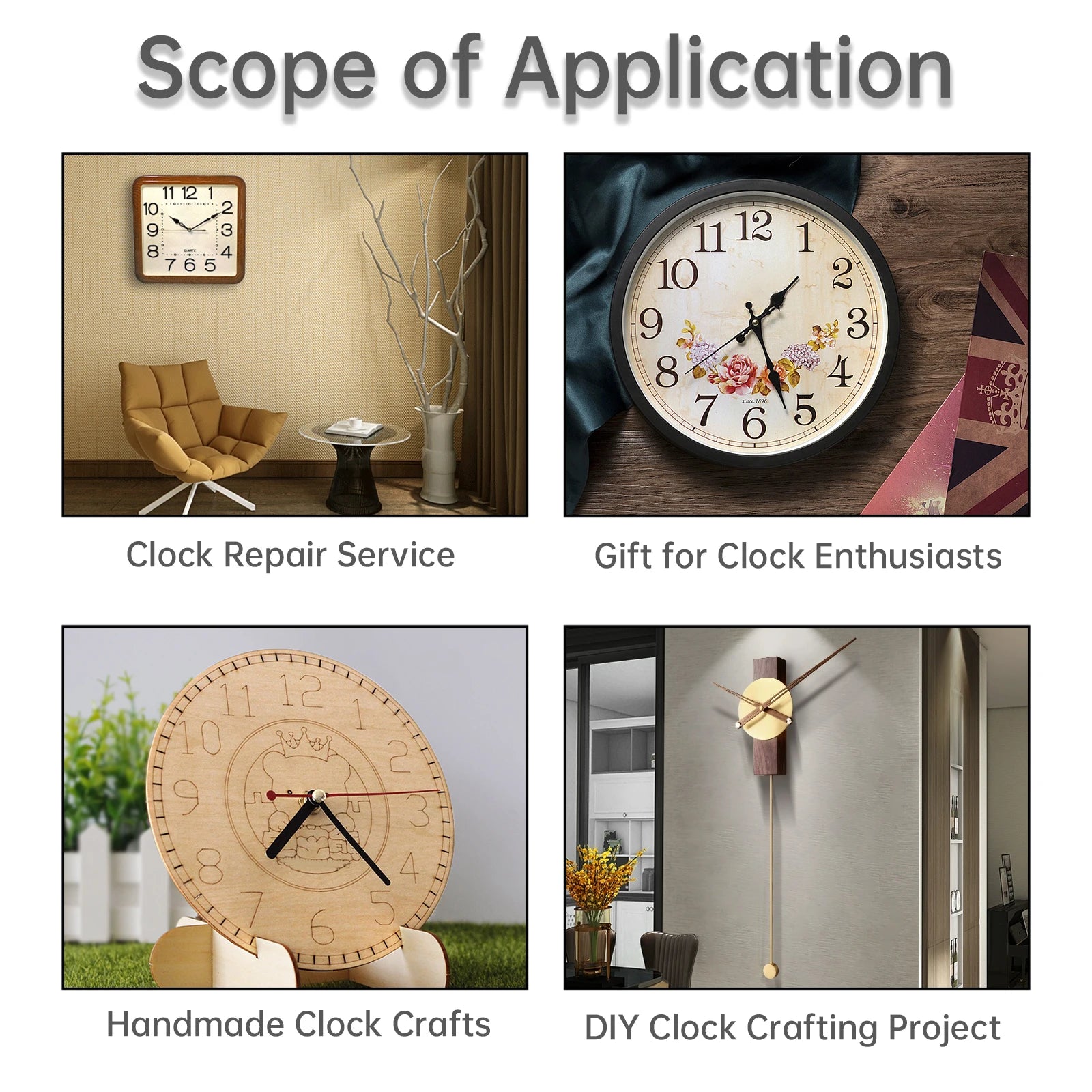 Quartz Battery Operated Silent Wall Clock Movement Mechanisms for DIY / Repair, Clock Parts Replacement