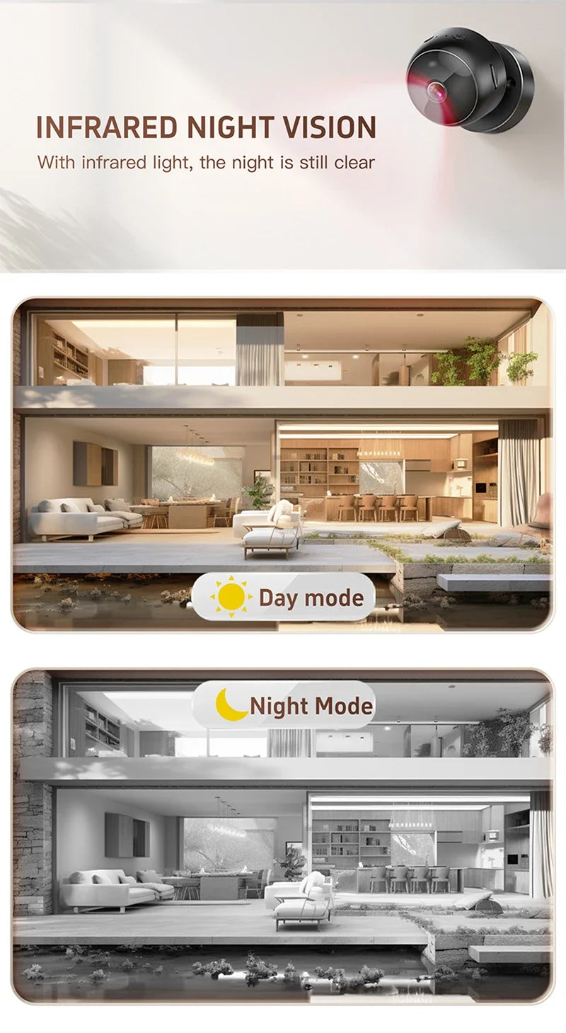 Smart 360° 4K Security Camera WiFi Wireless Indoor Outdoor Surveillance Motion Detection Night Vision Monitor System for Home