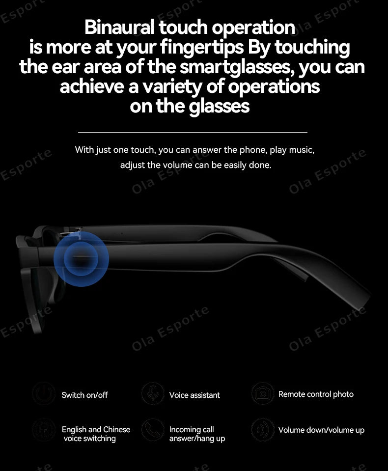 New Men's Smart Glasses Women's Bluetooth Glasses Voice Call Control Music UV Polarized Sunglasses Headphone Glasses Man 2025
