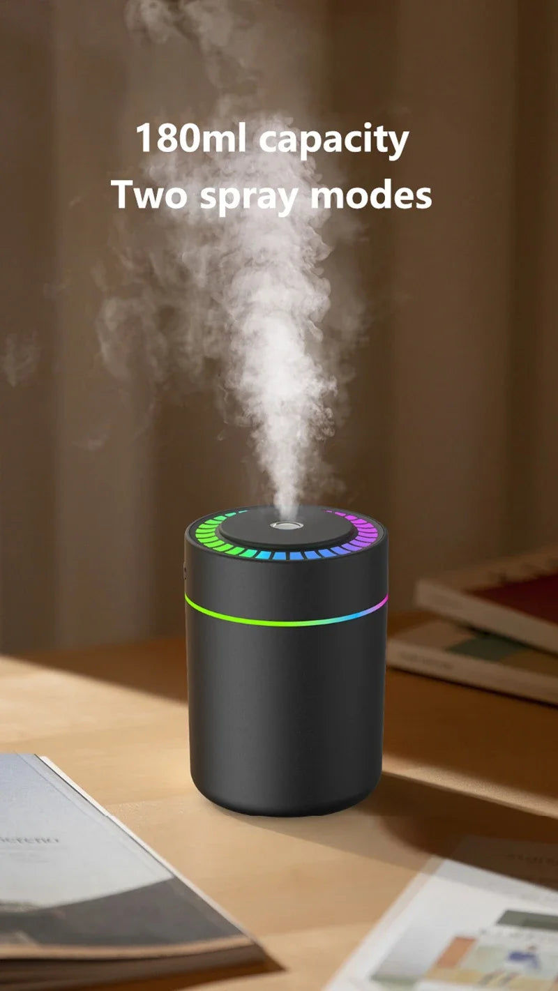 Mini Air Humidifier 180ML Electric Aroma Diffuser Essential Oil Purifier Aromatherapy Mist Maker Lights For Car Home