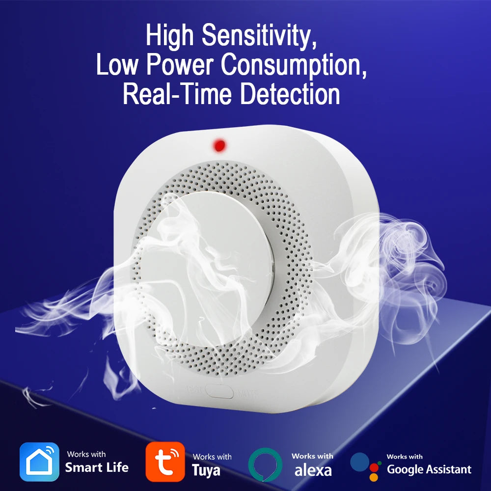 Tuya Smart Zigbee / Wifi Smoke Detector Smart Fire Fire Protection Home Security Alarm Sound Light Alarm APP Control