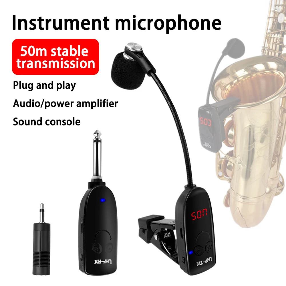 Wireless Microphone Professional Musical Instrument Pickup Amplifier Condenser Mic Receiver Transmitter For Saxophone Trumpet