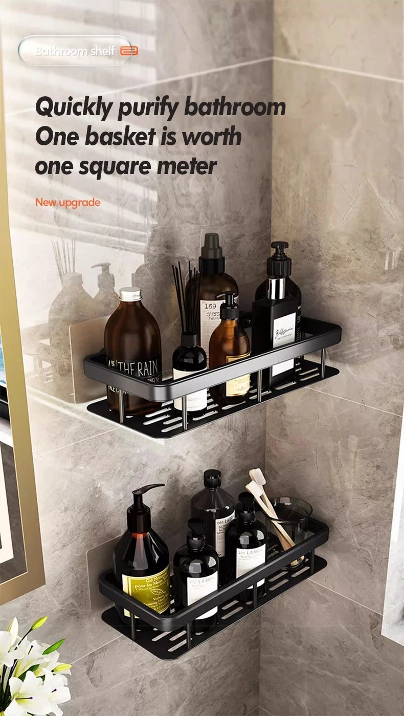 Bathroom Storage Rack Stainless Steel Anti Rust Storage Shower Rack Suction Cup Storage Rack Household Storage Appliances